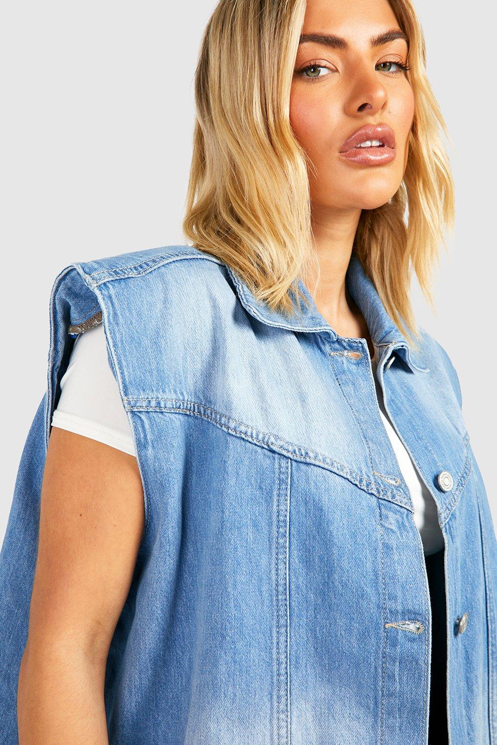 Veste en jean discount longue sans manche femme